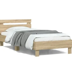 vidaXL Estructura cama con cabecero sin colchón 100x200cm Roble Sonoma Online