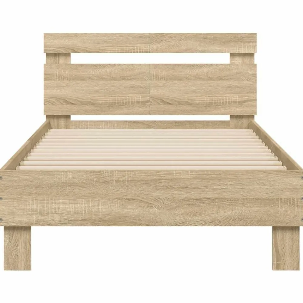 vidaXL Estructura cama con cabecero sin colchón 100x200cm Roble Sonoma Online