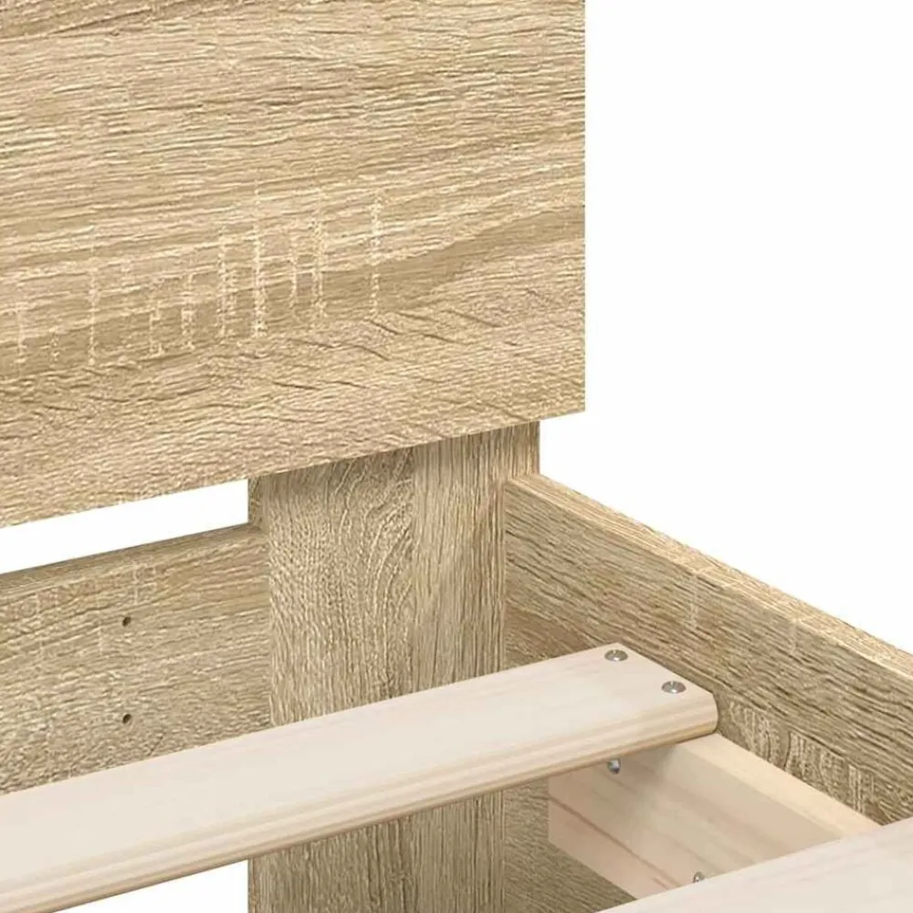vidaXL Estructura cama con cabecero sin colchón 100x200cm Roble Sonoma Online
