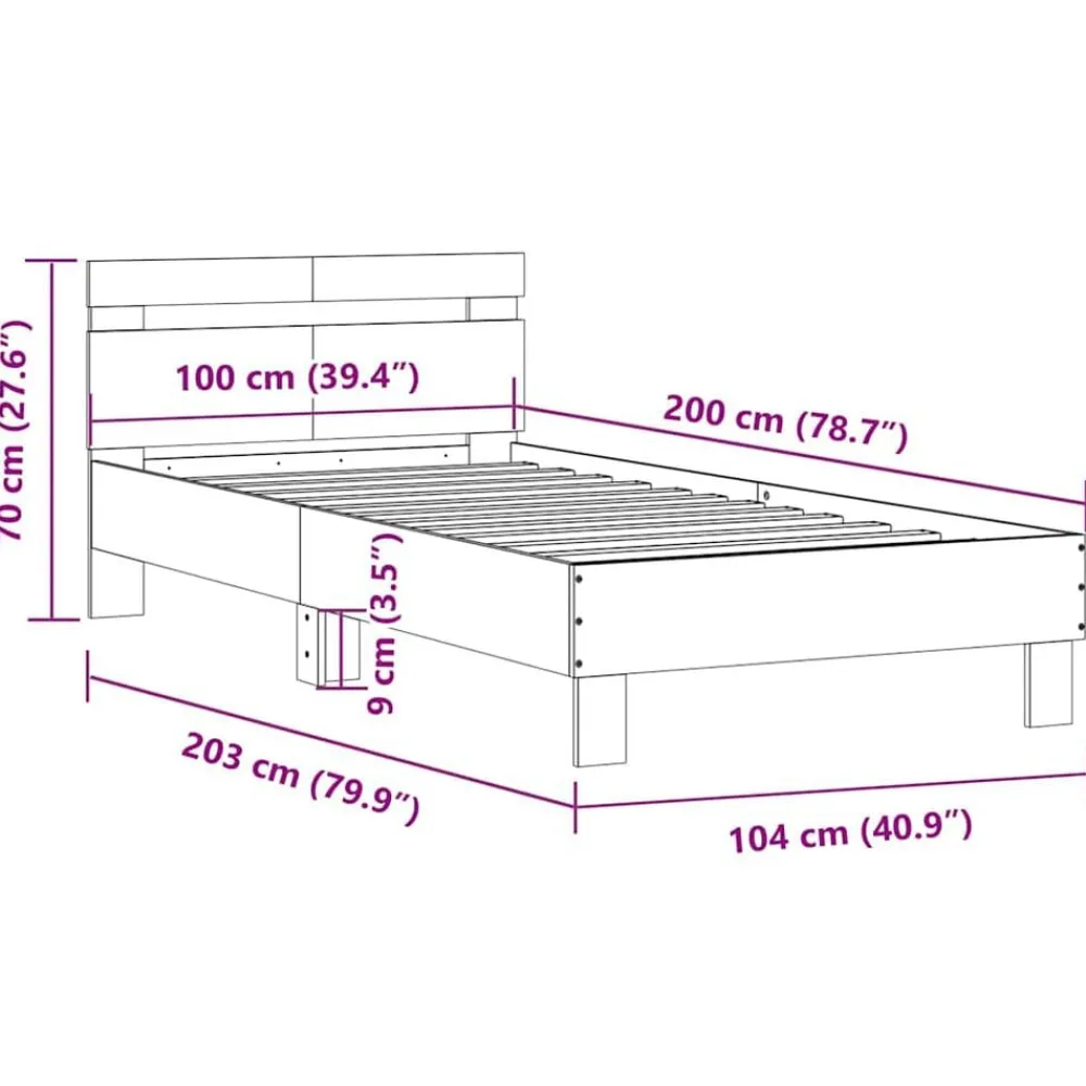 vidaXL Estructura cama con cabecero sin colchón 100x200cm Roble Sonoma Online