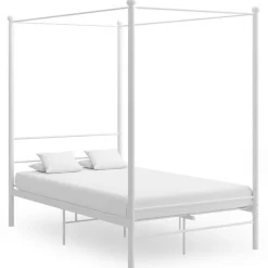 vidaXL Estructura cama con dosel sin colchón metal 120x200 cm Blanco Hot