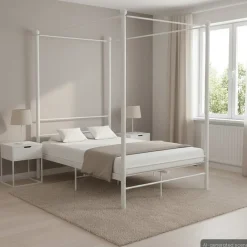 vidaXL Estructura cama con dosel sin colchón metal 120x200 cm Blanco Hot