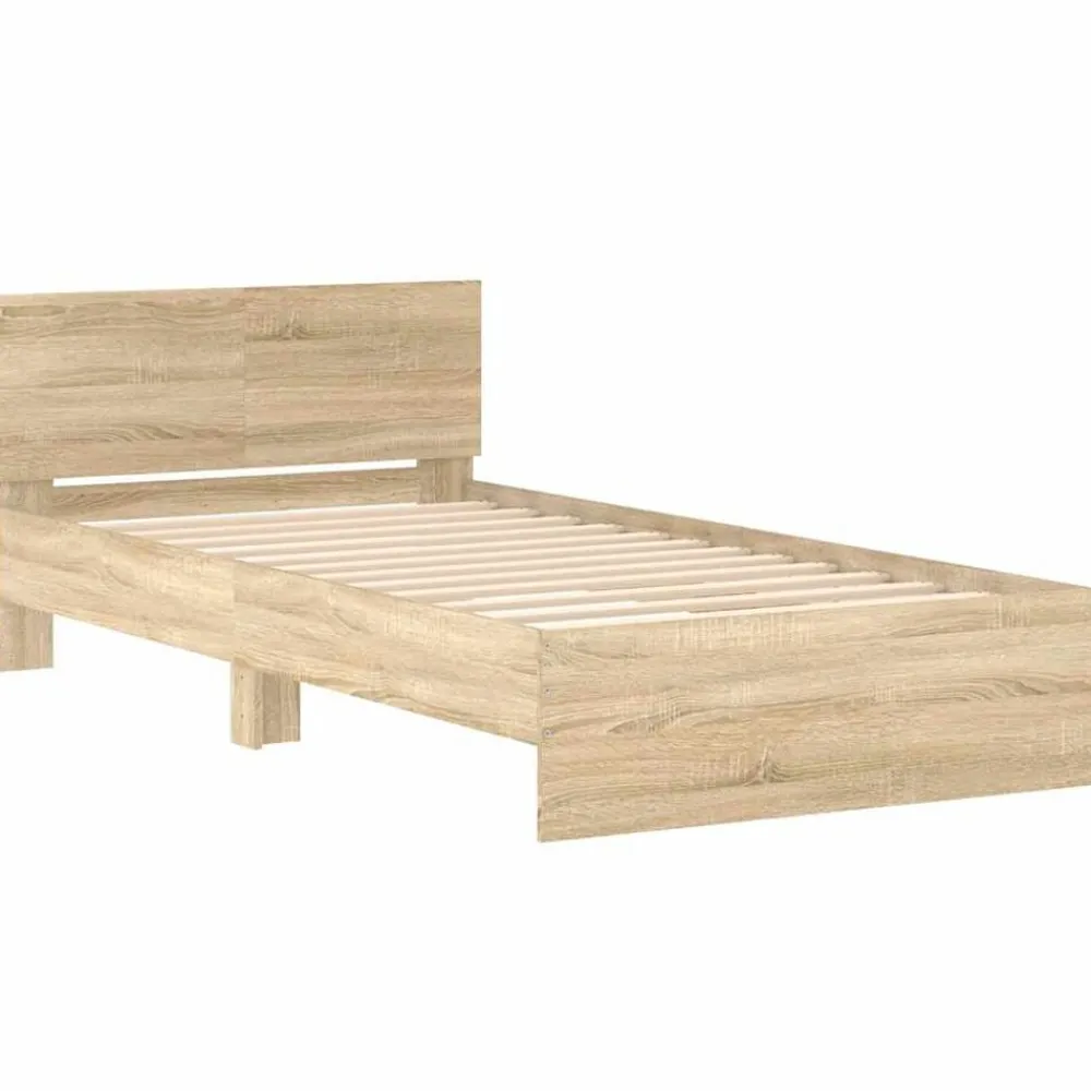 vidaXL Estructura cama con cabecero sin colchón 100x200cm Roble Sonoma