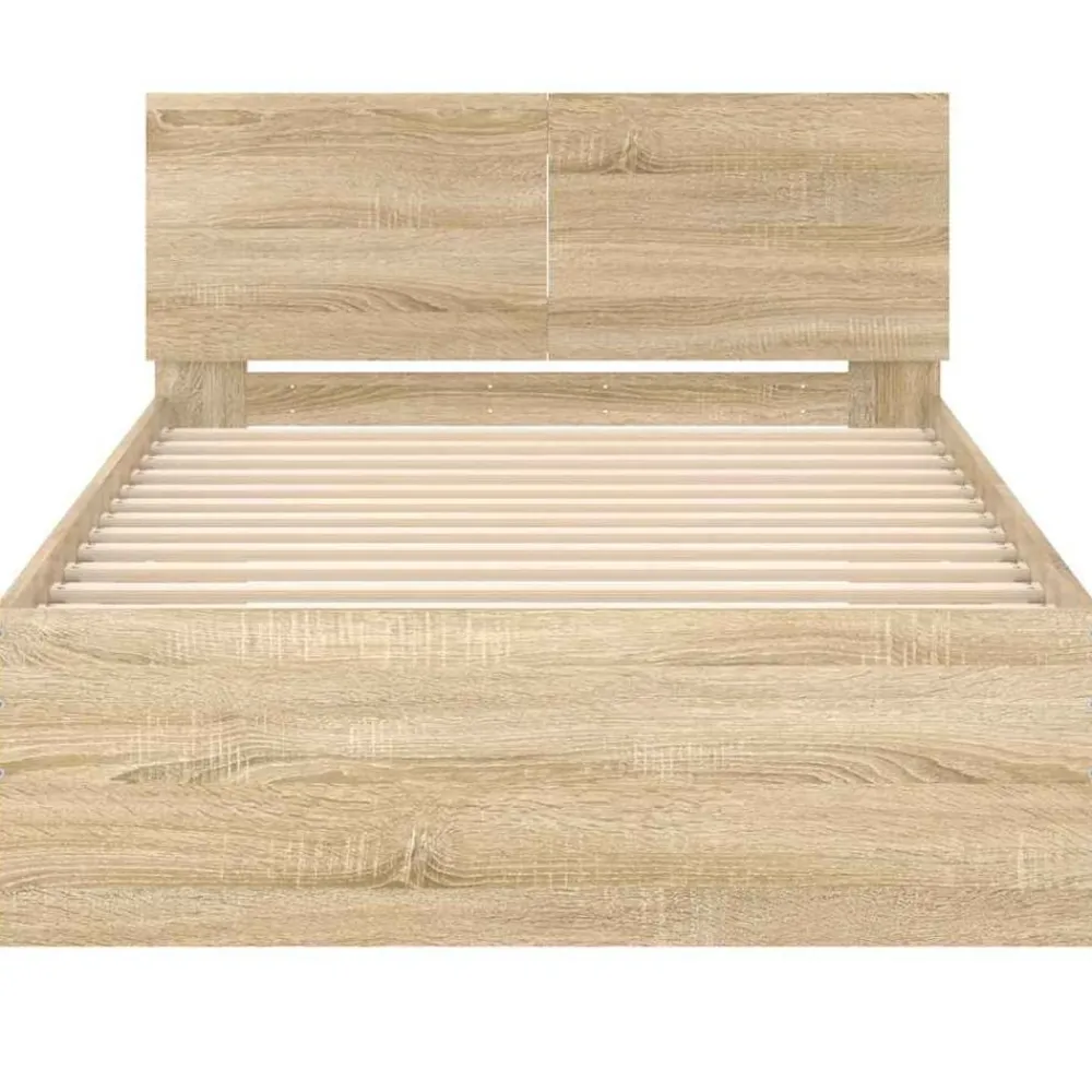 vidaXL Estructura cama con cabecero sin colchón 100x200cm Roble Sonoma