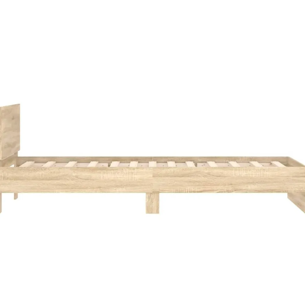 vidaXL Estructura cama con cabecero sin colchón 100x200cm Roble Sonoma