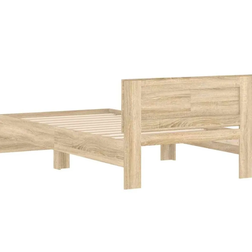 vidaXL Estructura cama con cabecero sin colchón 100x200cm Roble Sonoma