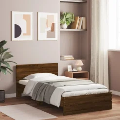 vidaXL Camas Y Accesorios-Estructura cama con cabecero sin colchón marrón roble 100x200cm