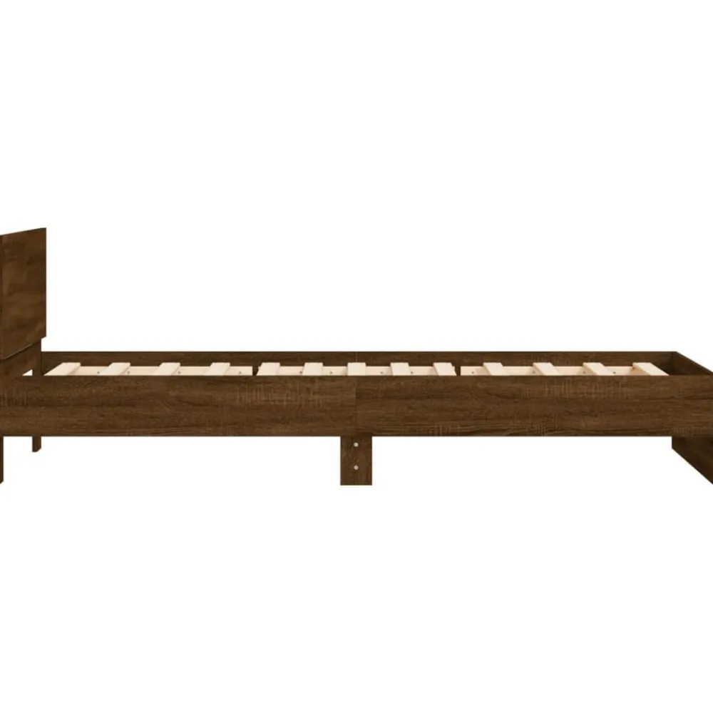 vidaXL Camas Y Accesorios-Estructura cama con cabecero sin colchón marrón roble 100x200cm