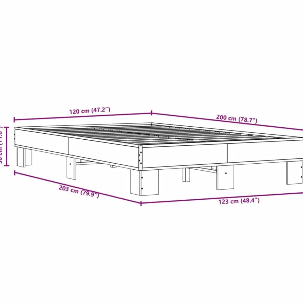 vidaXL Camas Y Accesorios-Estructura cama madera ingeniería metal 120x200 cm