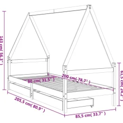 Niños vidaXL Mobiliario Para Bebés Y Niños Pequeños-Estructura cama niños con cajones madera pino 80x200 cm