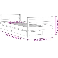 Niños vidaXL Mobiliario Para Bebés Y Niños Pequeños-Estructura cama niños con cajones madera pino 80x200 cm