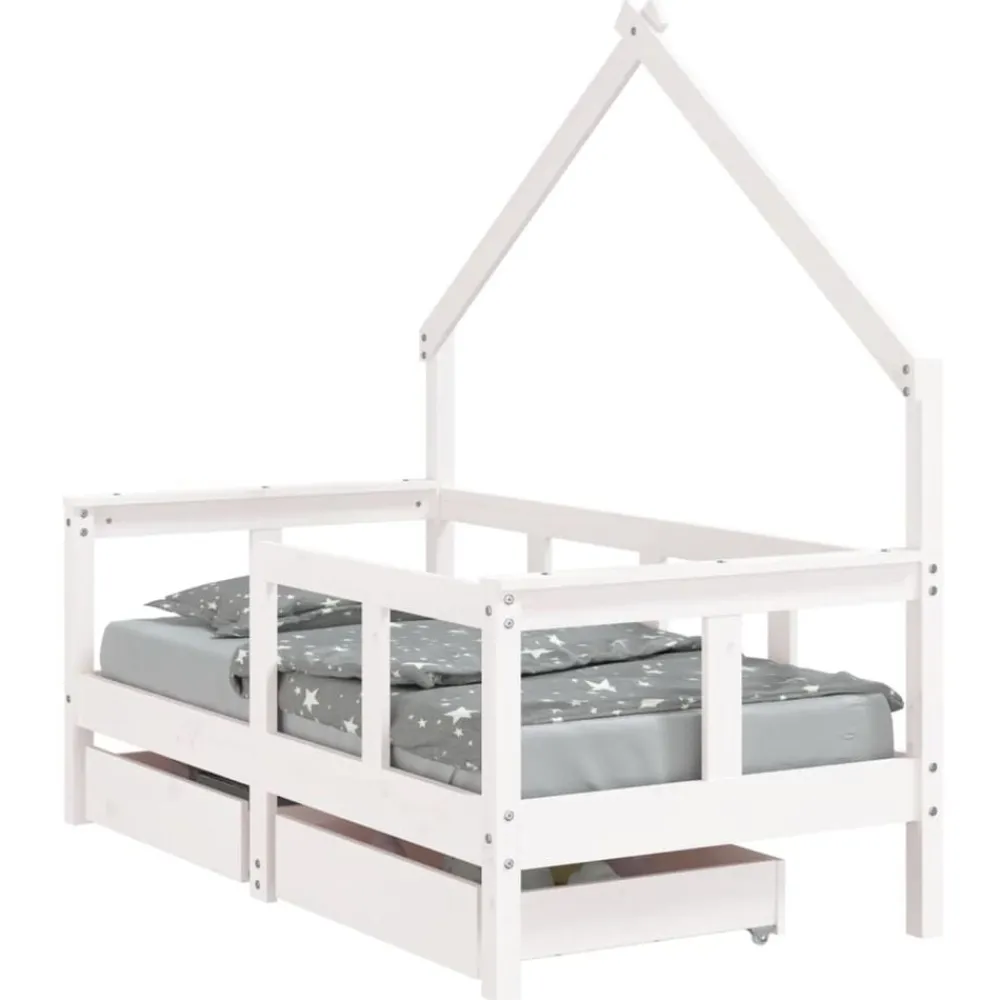 vidaXL Estructura cama niños con cajones madera pino 70x140 cm Blanco Outlet