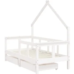 vidaXL Estructura cama niños con cajones madera pino 70x140 cm Blanco Outlet