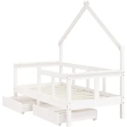 vidaXL Estructura cama niños con cajones madera pino 70x140 cm Blanco Outlet