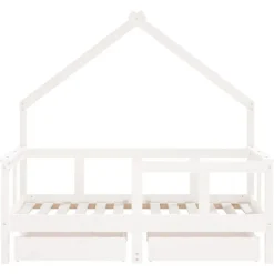 vidaXL Estructura cama niños con cajones madera pino 70x140 cm Blanco Outlet