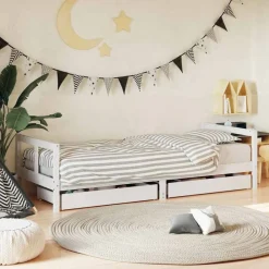 vidaXL Estructura cama niños con cajones madera pino 80x200 cm Blanco Hot