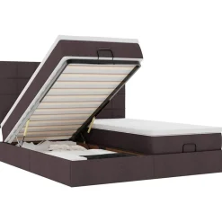 vidaXL Estructura cama otomana colchones tela marrón oscuro 160x200 cm Clearance