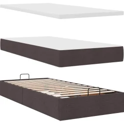 vidaXL Estructura cama otomana colchones tela marrón oscuro 160x200 cm Clearance