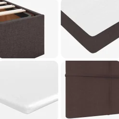 vidaXL Estructura cama otomana colchones tela marrón oscuro 160x200 cm Clearance