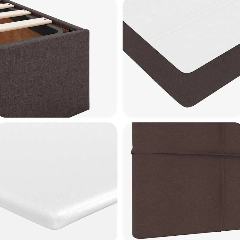 vidaXL Estructura cama otomana colchones tela marrón oscuro 160x200 cm Clearance