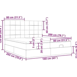 vidaXL Estructura cama otomana colchones tela marrón oscuro 160x200 cm Clearance