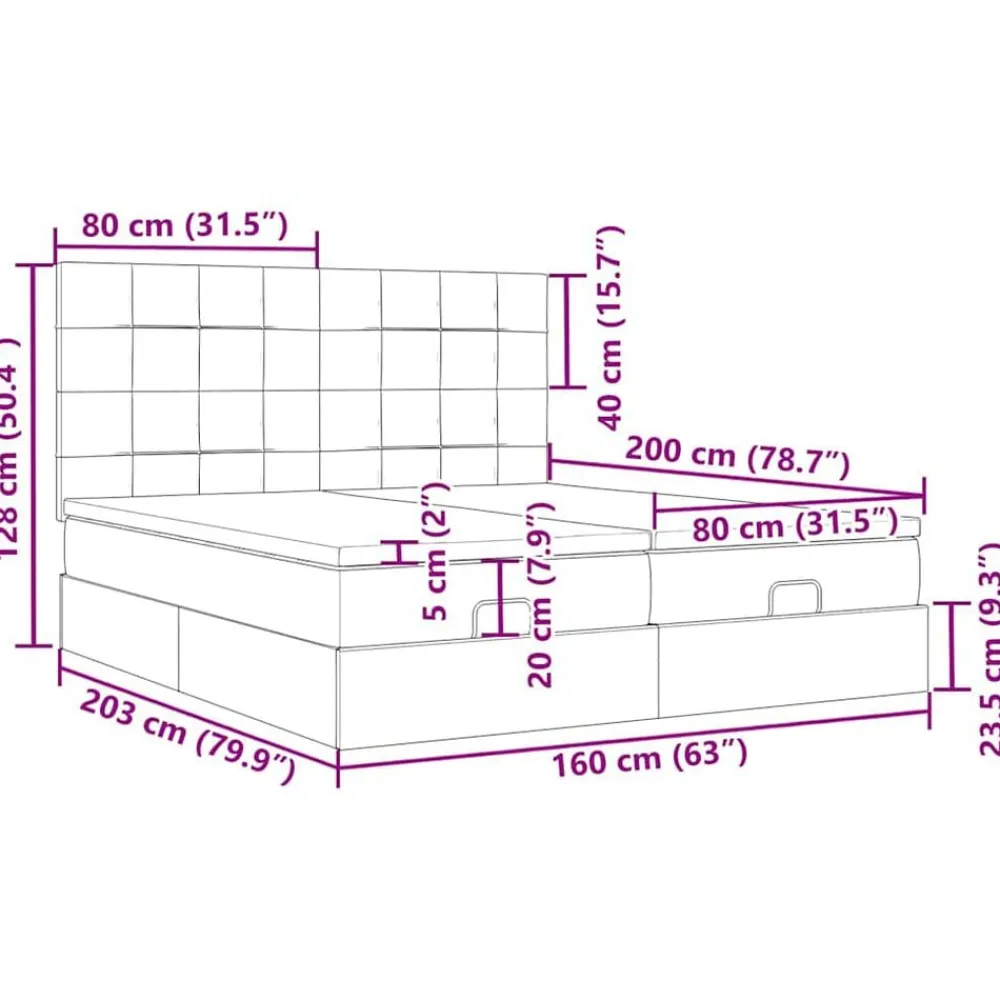 vidaXL Estructura cama otomana colchones tela marrón oscuro 160x200 cm Clearance
