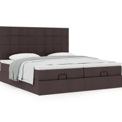 vidaXL Estructura cama otomana colchones tela marrón oscuro 160x200 cm Clearance