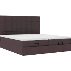 vidaXL Estructura cama otomana colchones tela marrón oscuro 160x200 cm Clearance