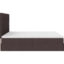 vidaXL Estructura cama otomana colchones tela marrón oscuro 160x200 cm Clearance