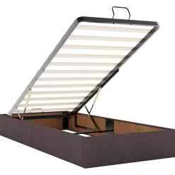 vidaXL Estructura cama otomana colchones tela marrón oscuro 160x200 cm Clearance