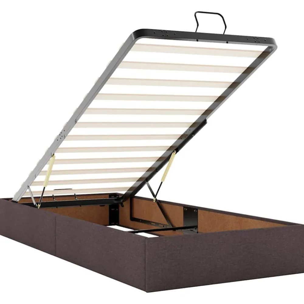 vidaXL Estructura cama otomana colchones tela marrón oscuro 160x200 cm Clearance