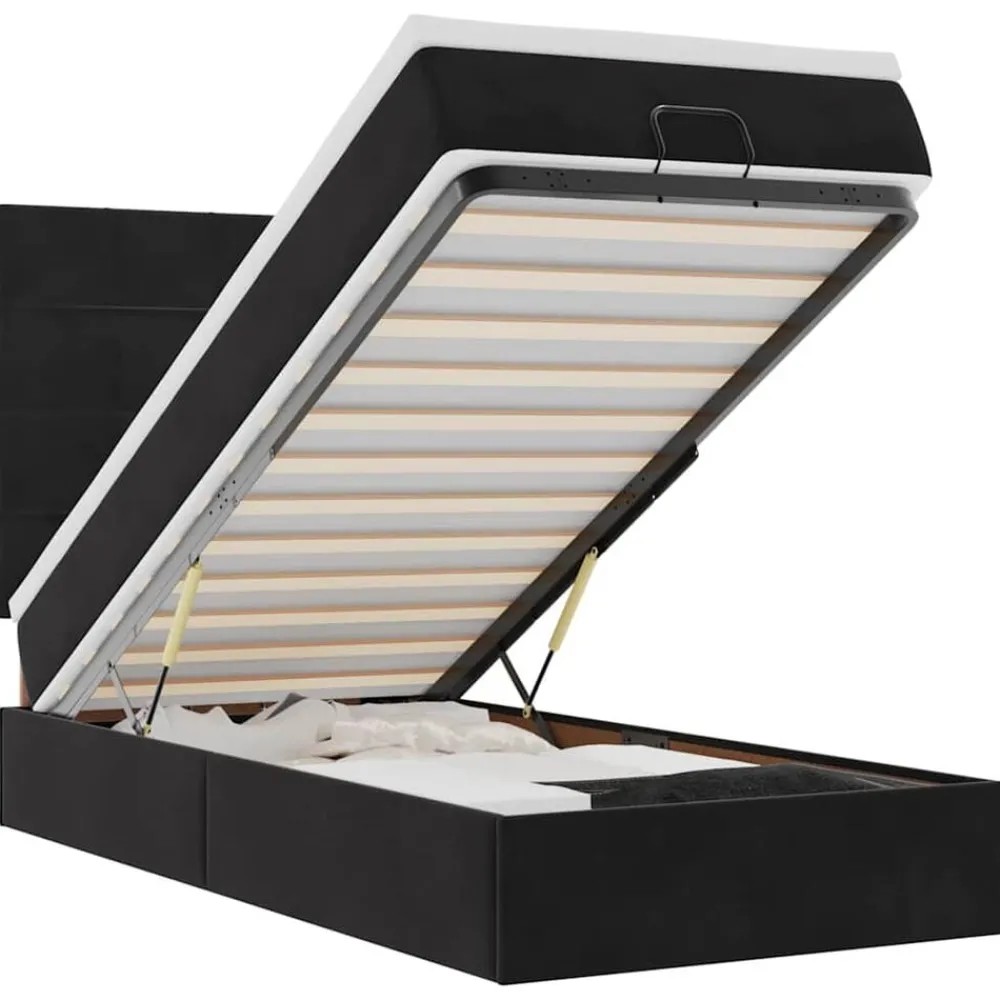 vidaXL Camas Y Accesorios-Estructura cama otomana colchones terciopelo negra 80x200cm