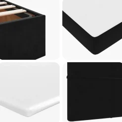 vidaXL Camas Y Accesorios-Estructura cama otomana colchones terciopelo negra 80x200cm