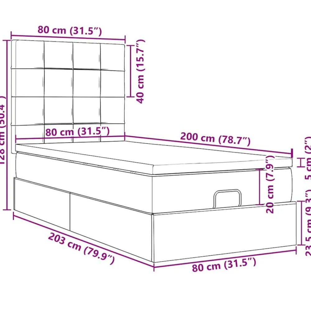 vidaXL Camas Y Accesorios-Estructura cama otomana colchones terciopelo negra 80x200cm