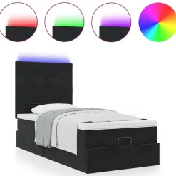 vidaXL Camas Y Accesorios-Estructura cama otomana colchones terciopelo negra 80x200cm