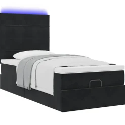vidaXL Camas Y Accesorios-Estructura cama otomana colchones terciopelo negra 80x200cm