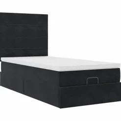 vidaXL Camas Y Accesorios-Estructura cama otomana colchones terciopelo negra 80x200cm