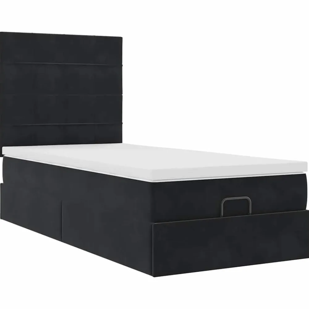 vidaXL Camas Y Accesorios-Estructura cama otomana colchones terciopelo negra 80x200cm