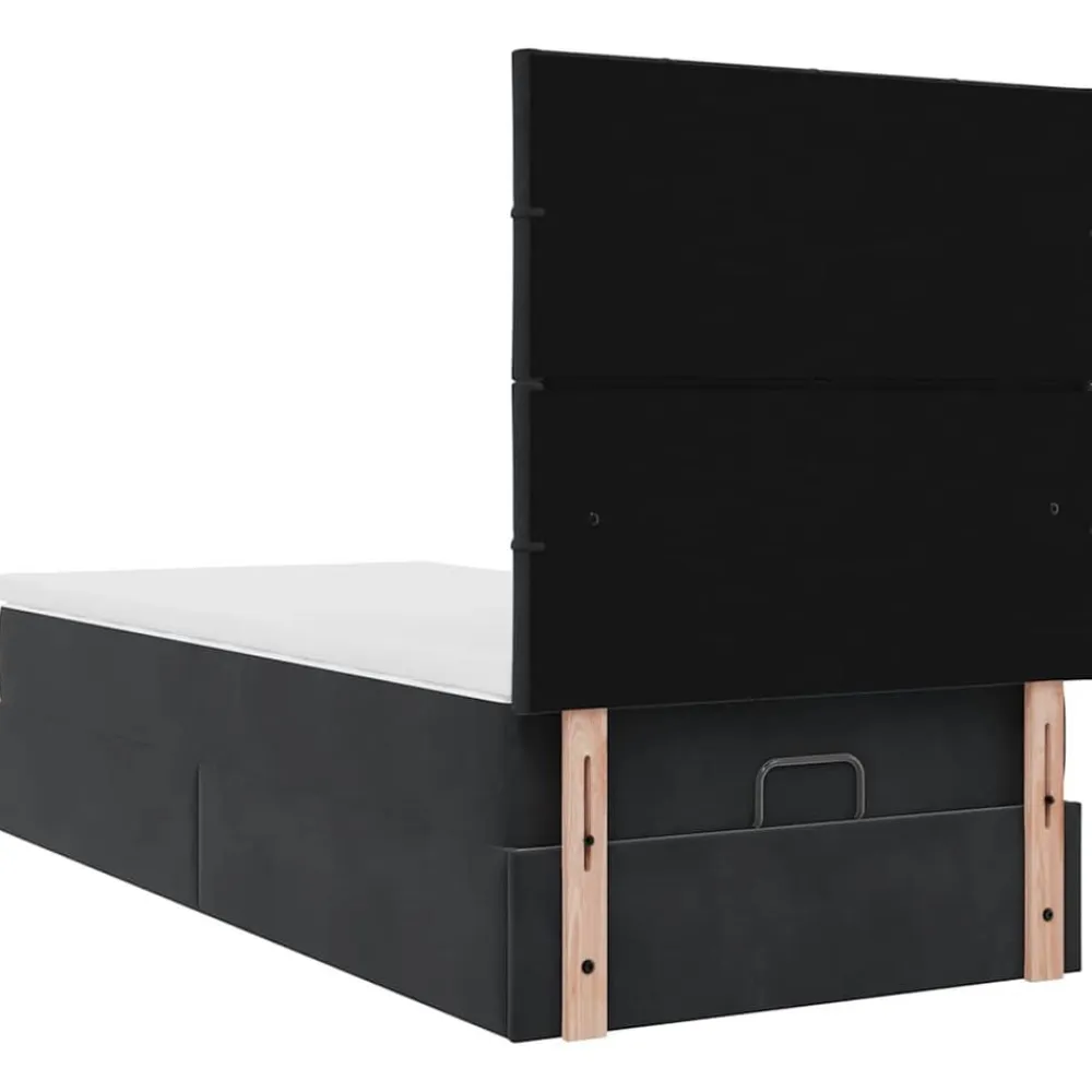 vidaXL Camas Y Accesorios-Estructura cama otomana colchones terciopelo negra 80x200cm