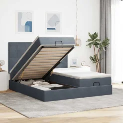 vidaXL Estructura cama otomana colchones terciopelo Gris oscuro Best