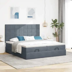 vidaXL Estructura cama otomana colchones terciopelo Gris oscuro Best