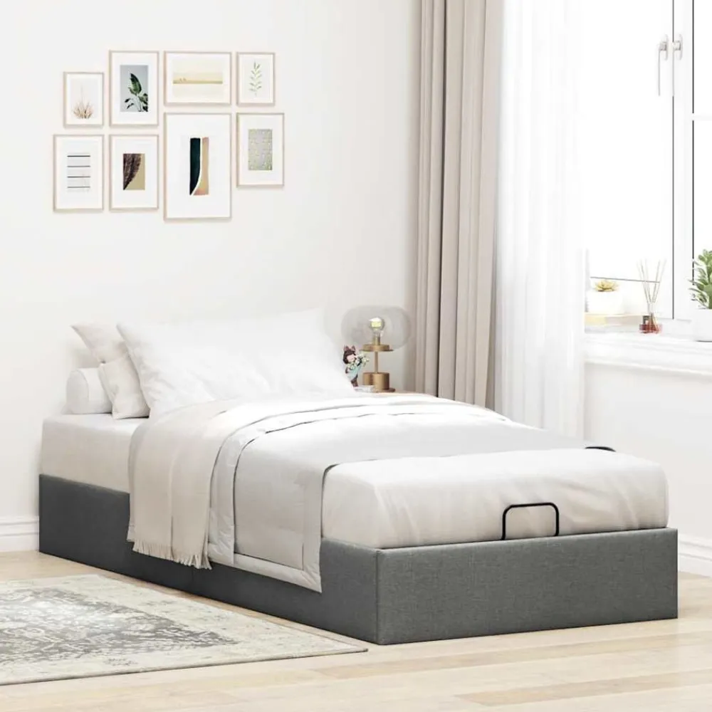 vidaXL Estructura cama otomana sin colchón tela 80x200cm Gris oscuro New