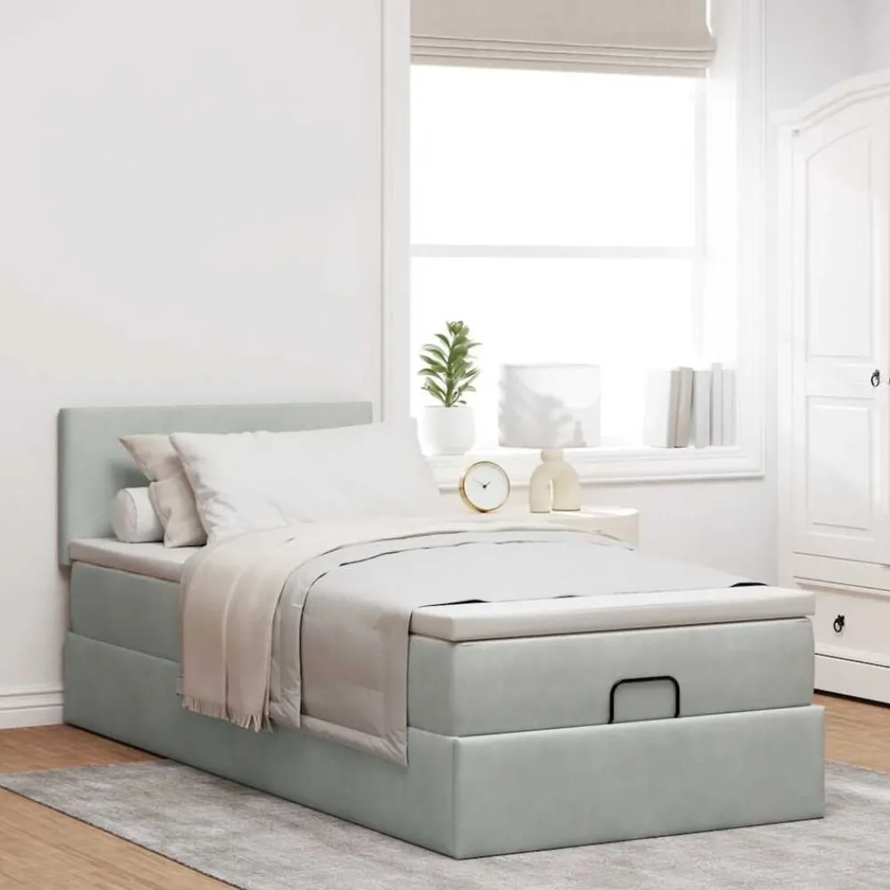 vidaXL Camas Y Accesorios-Estructura cama otomana colchón terciopelo 80x200cm