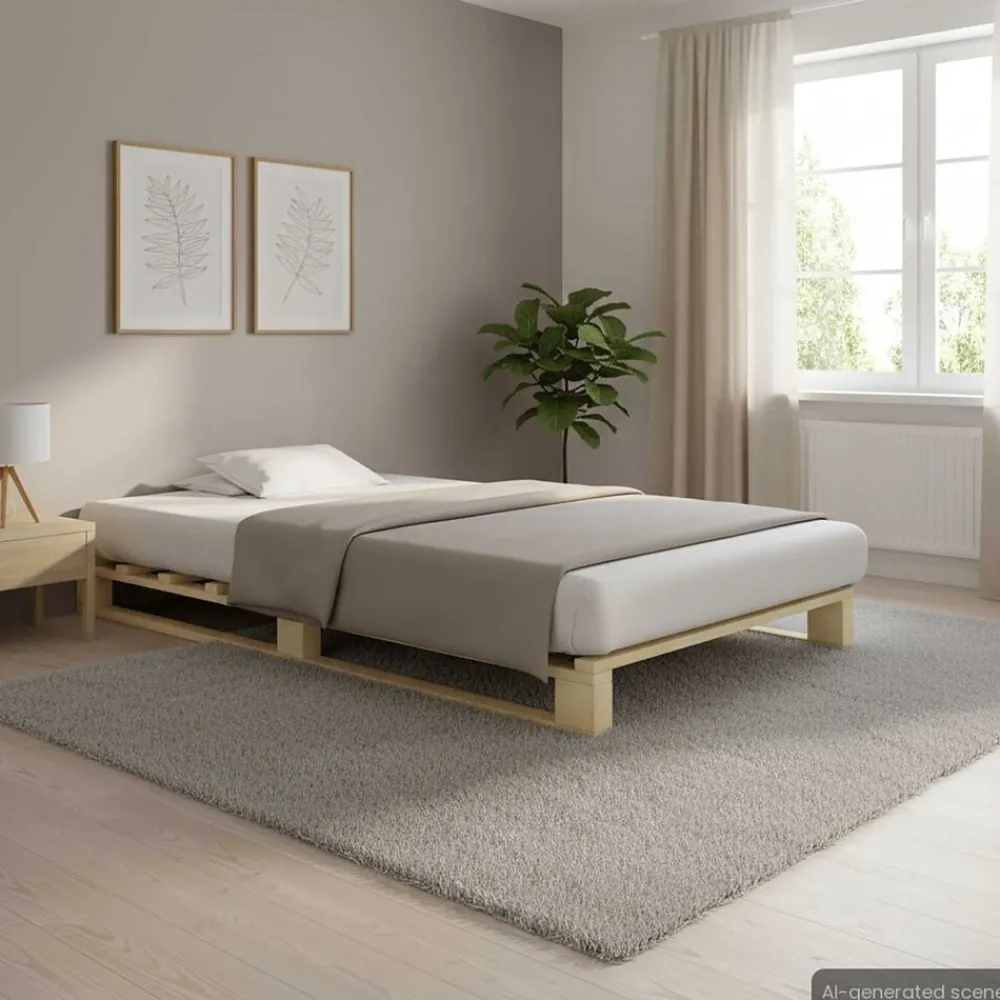 vidaXL Estructura cama palets sin colchón madera maciza pino 90x200 cm color madera Online