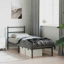 vidaXL Camas Y Accesorios-Estructura cama sin colchón con cabecero metal 75x190 cm