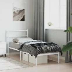 vidaXL Estructura cama sin colchón con cabecero metal 75x190 cm Blanco Online