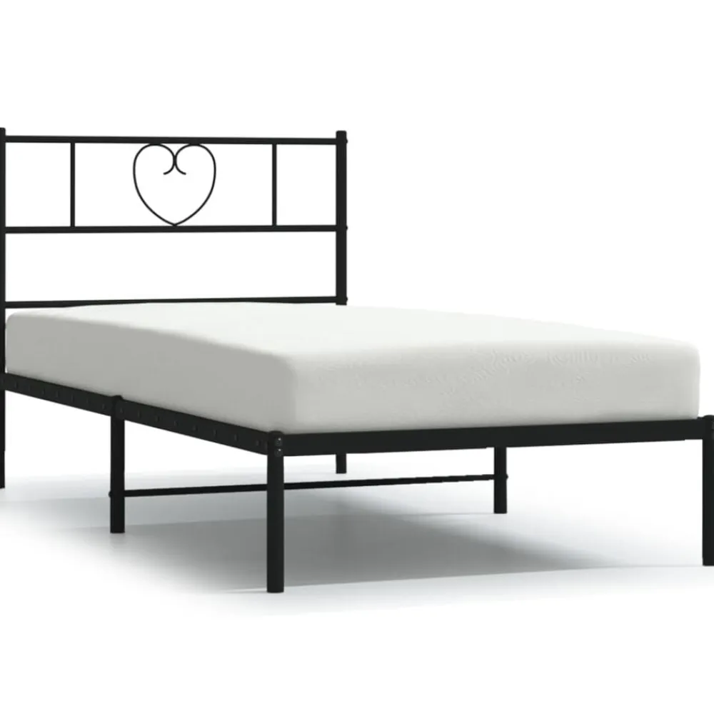 vidaXL Estructura cama sin colchón con cabecero metal 75x190 cm Negro Clearance