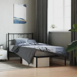 vidaXL Estructura cama sin colchón con cabecero metal 75x190 cm Negro Clearance