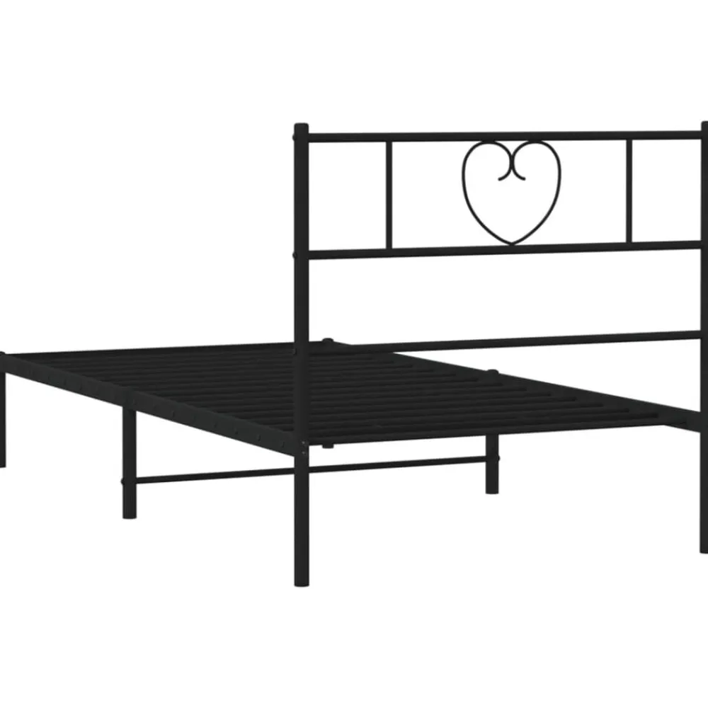 vidaXL Estructura cama sin colchón con cabecero metal 75x190 cm Negro Clearance