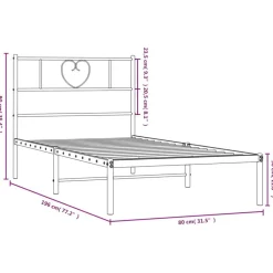 vidaXL Estructura cama sin colchón con cabecero metal 75x190 cm Negro Clearance